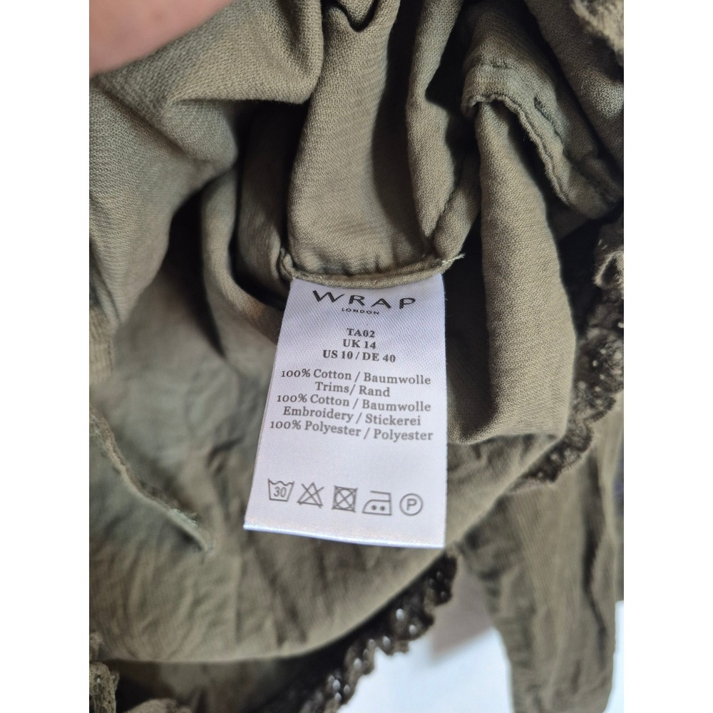 Wrap London Corduroy Embroidered Boho Eyelet Lace Tie Front Jacket Top Size 10 - Picture 4 of 7